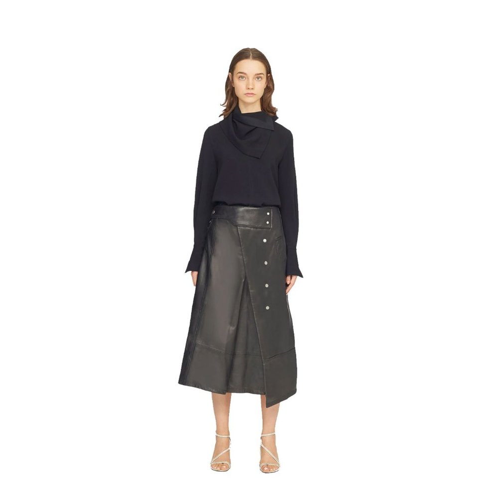 3.1 Phillip Lim NWT Black Leather Trench Skirt Size 6